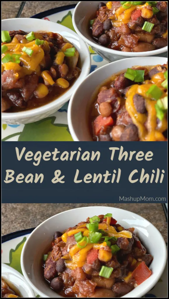 Vegetarian bean & lentil chili in the slow cooker