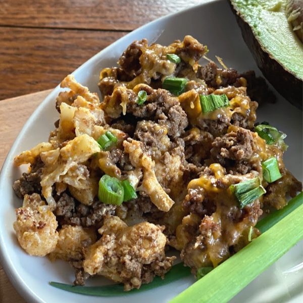 low carb cauliflower and hamburger casserole