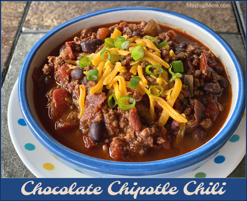 Chocolate Chipotle Chili has a rich depth of flavor, for a different take on your usual chili recipe! Dark chocolate and chipotle peppers flavor this easy 45 minute chili to sweet & spicy perfection.