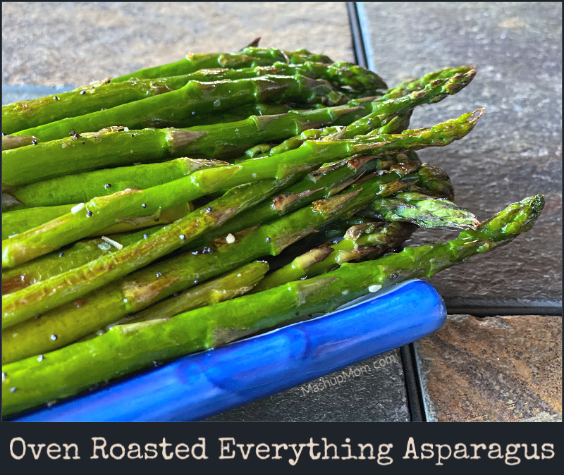 Oven roasted asparagus with everything bagel seasoning