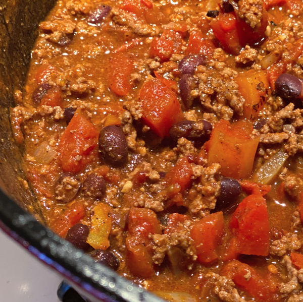 pot of chocolate chipotle chili