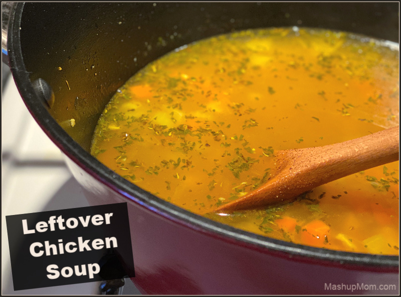 Pot of leftover chicken soup: An easy comfort food recipe using leftover cooked chicken!