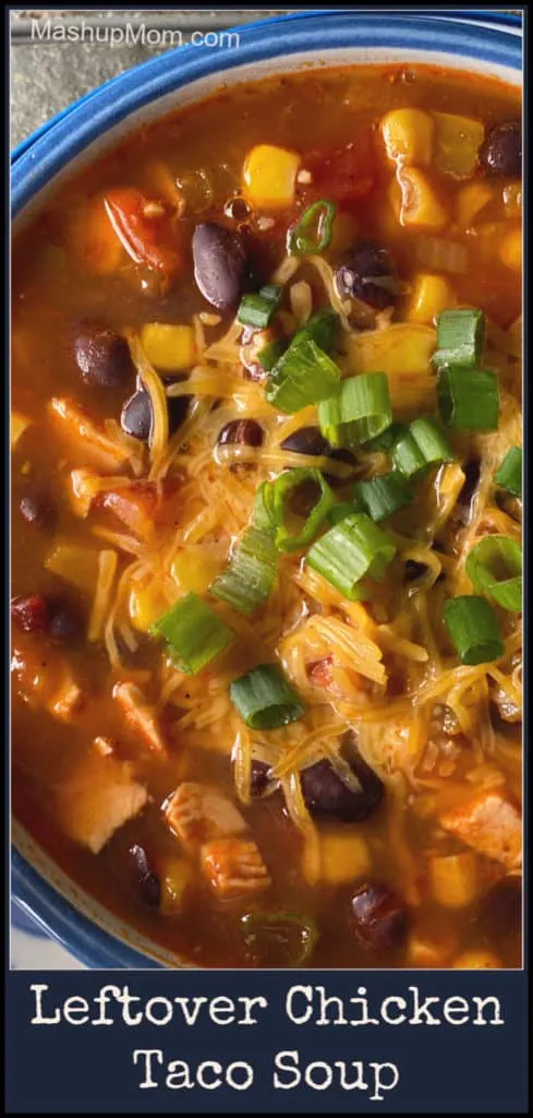 Leftover Chicken Taco Soup is an easy way to spice up leftover chicken and create an entirely new meal! This easy chicken taco soup recipe is just so satisfying & flavorful, with a bit of underlying heat.
