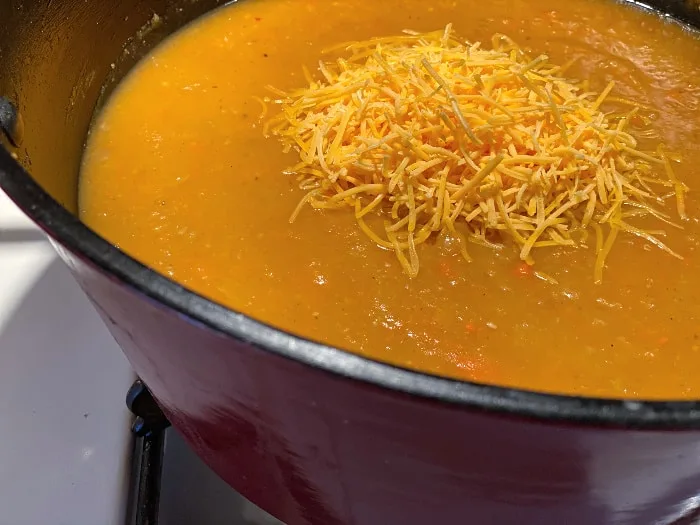 add the cheese to your salsa potato soup