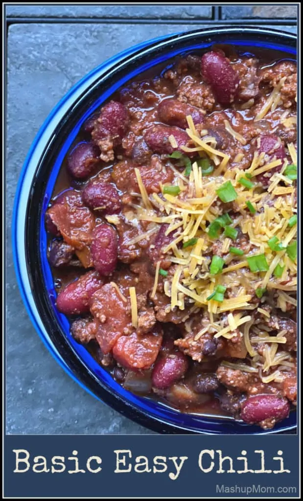 Basic Easy Chili made with ground beef and beans