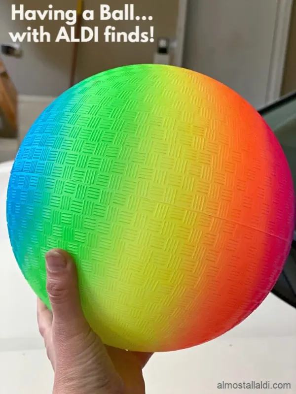 rainbow playground ball in this week's ALDI Finds