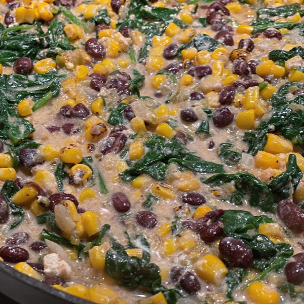 tortilla casserole filling in the pan