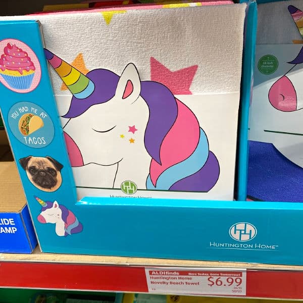 unicorn beach towel at ALDI