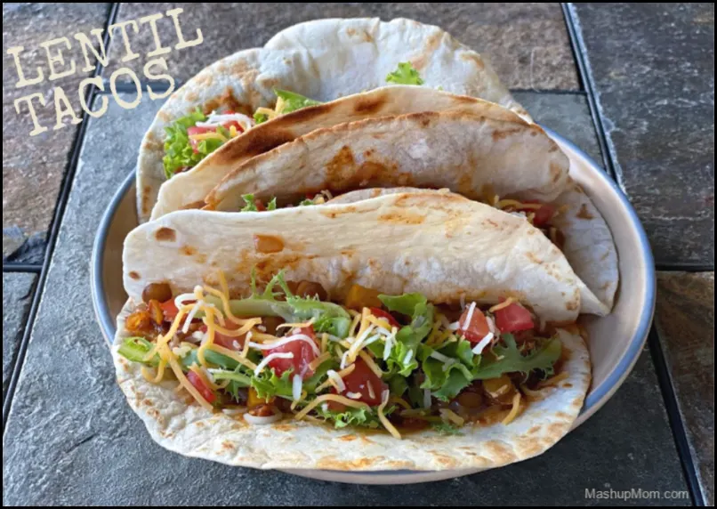 Vegetarian chipotle lentil tacos for Meatless Monday