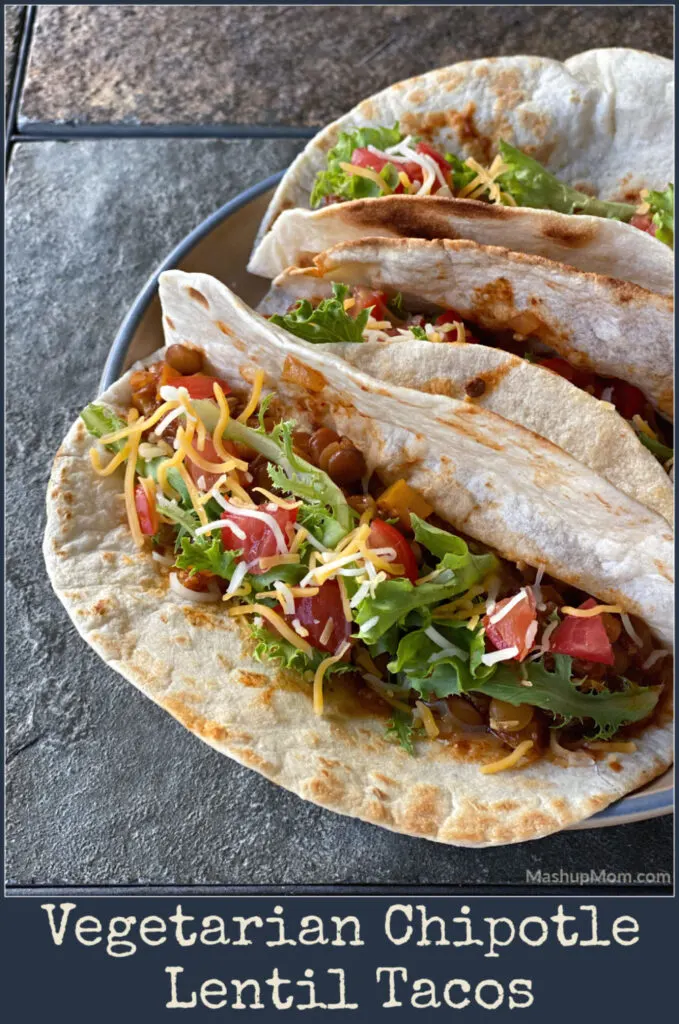 Vegetarian chipotle lentil tacos are filling and flavorful.