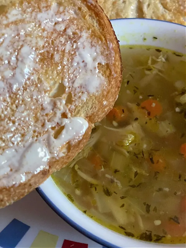 chicken soup and toast