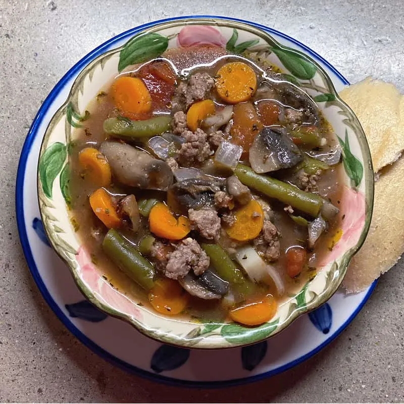 bowl of ground beef stew