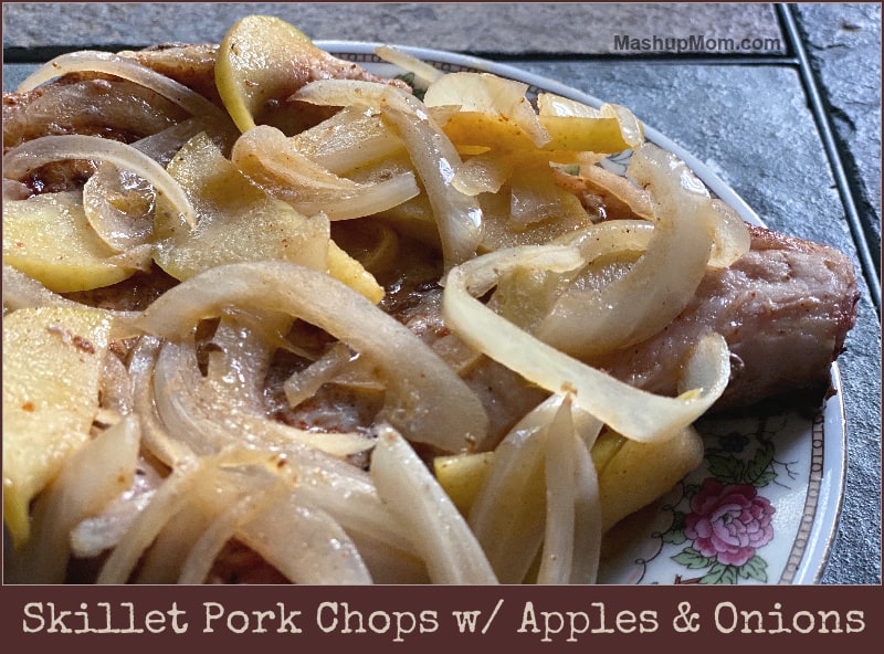 Simple fall comfort food: Skillet pork chops with apples and onions!