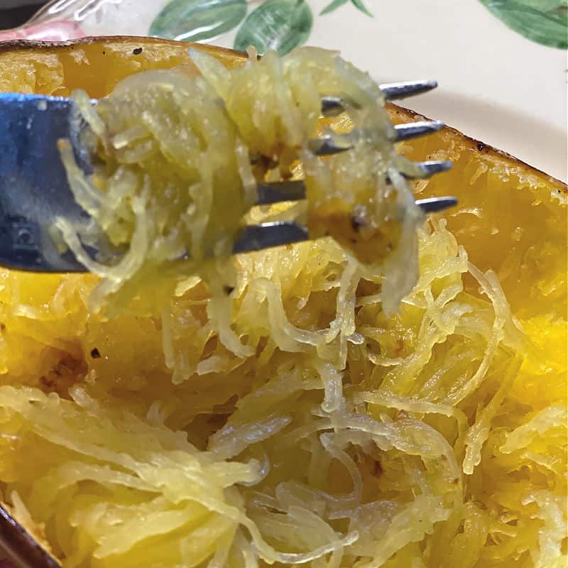 scrape spaghetti squash into strings