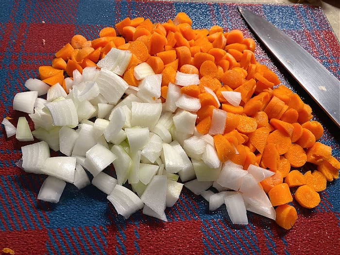 chop the carrots and onion