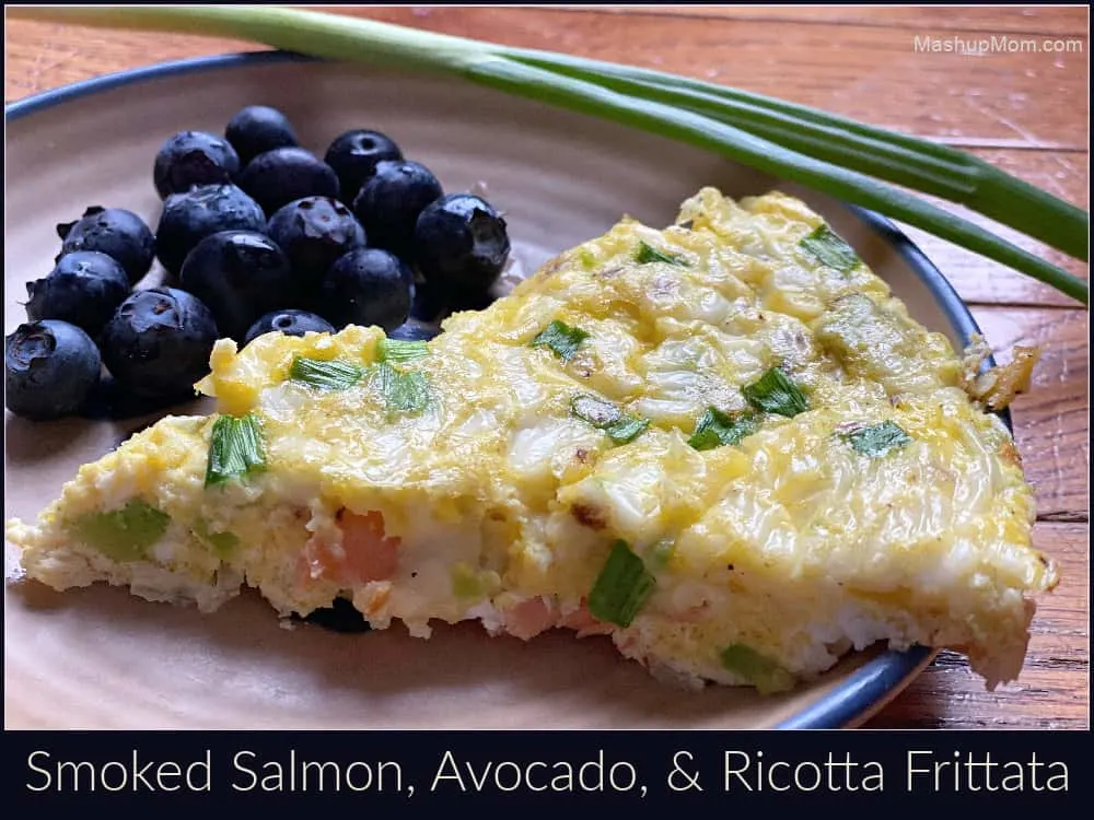 smoked salmon, avocado, and ricotta frittata