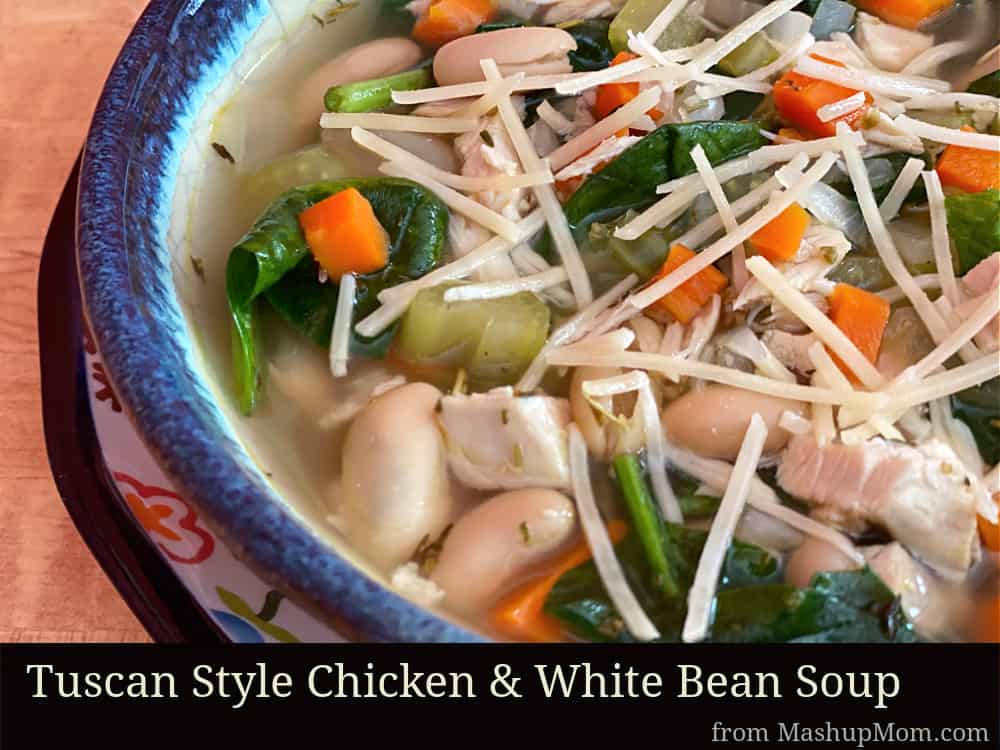 Turn leftover chicken into Tuscan Style chicken & white bean soup