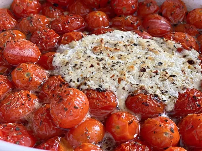 browned goat cheese and tomatoes