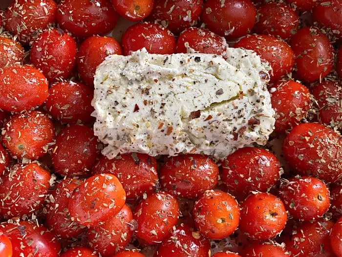 seasoned goat cheese and tomatoes