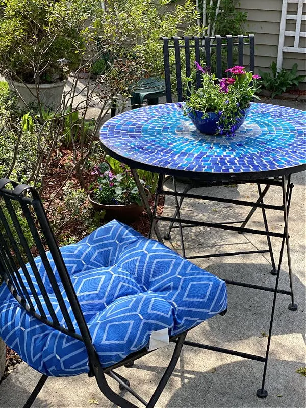 blue mosaic patio set