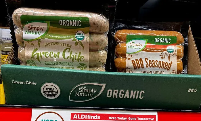 organic chicken sausage this week at ALDI