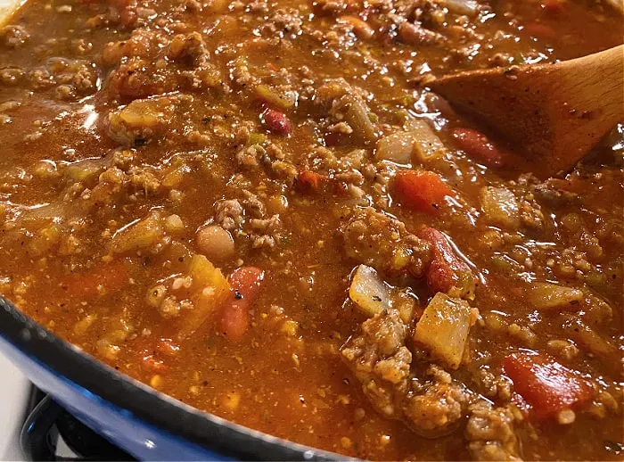 Big pot of chili on the stove