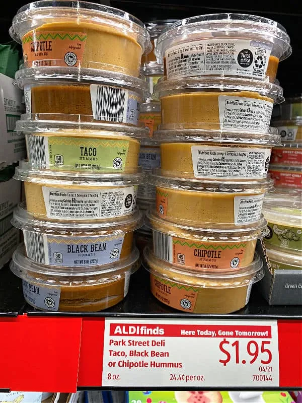 taco and chipotle hummus in this week's ALDI Finds