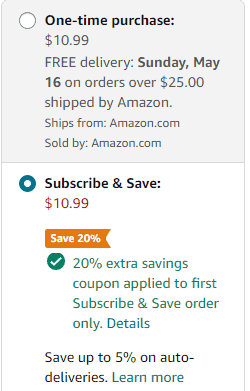 coupon may be under subscribe & save price
