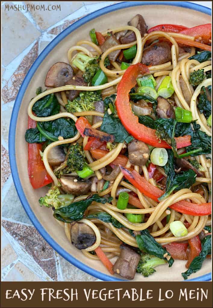 Easy Fresh Vegetable Lo Mein incorporates colorful veggies and satisfyingly slurpy noodles in an all-in-one vegan meal.