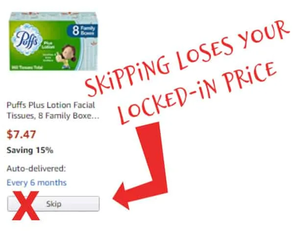 skipping a subscribe & save shipment loses locked-in price