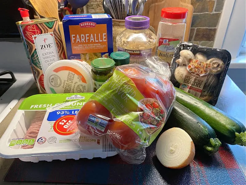 ingredients for turkey zucchini pasta