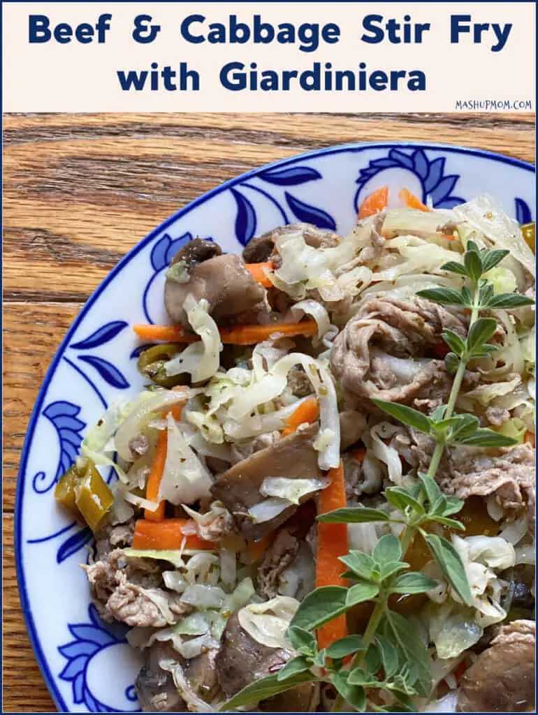 Beef & Cabbage Stir Fry with Giardiniera gives you a skillet full of fantastic flavor! Naturally gluten free and keto friendly.