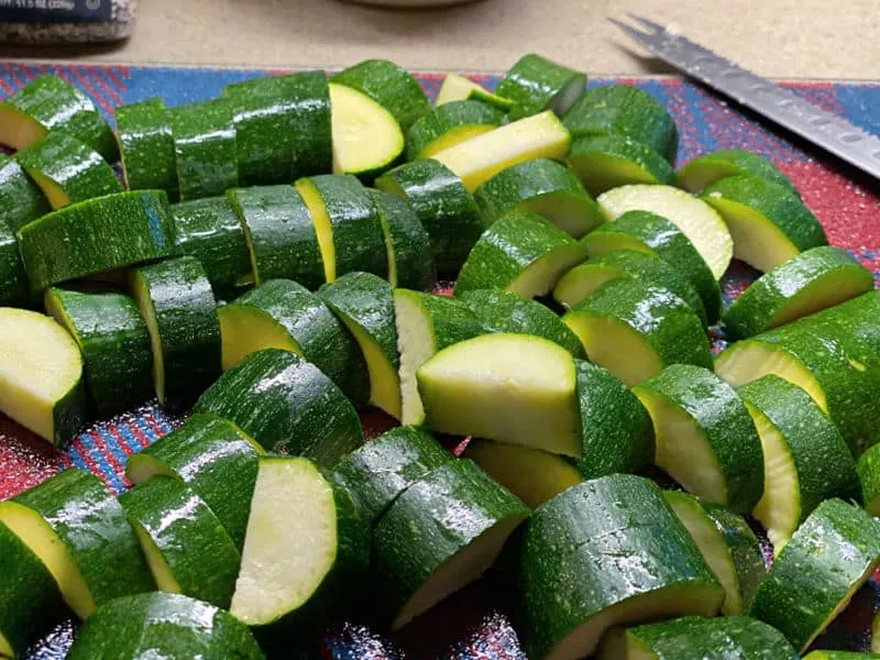 chop up the zucchini