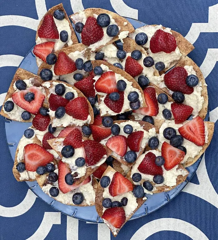 plate of berry cheesecake chips