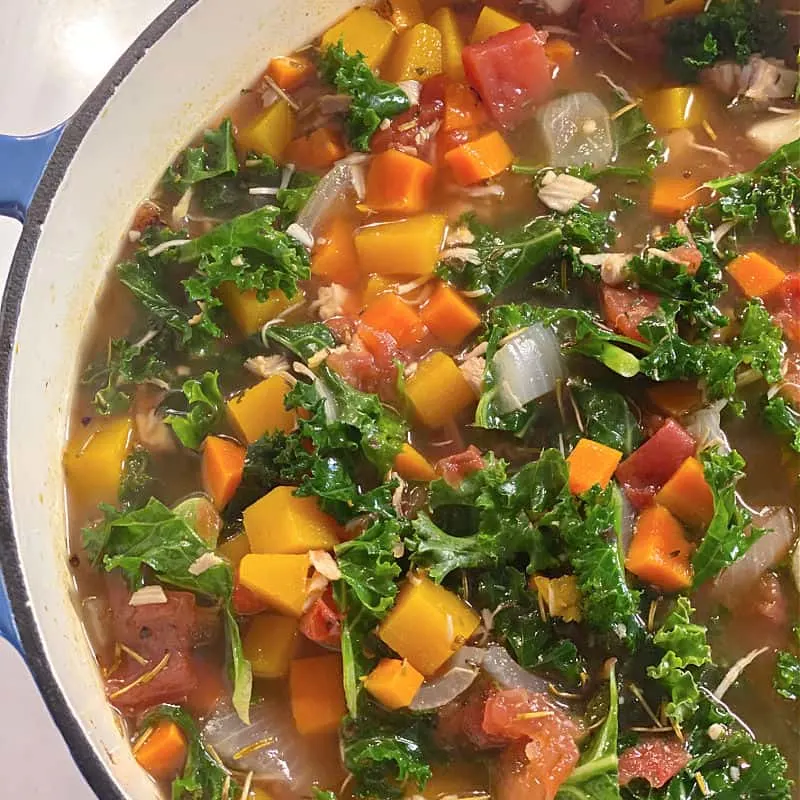 fall soup with squash and kale