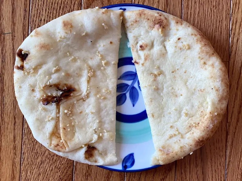 two types of aldi naan on a plate