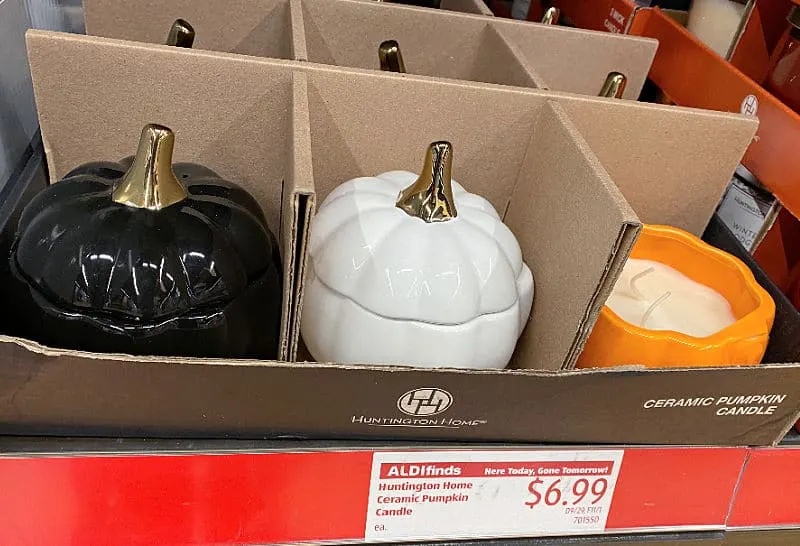 ceramic pumpkin candles at aldi