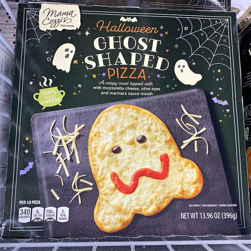 ghost shaped halloween pizza