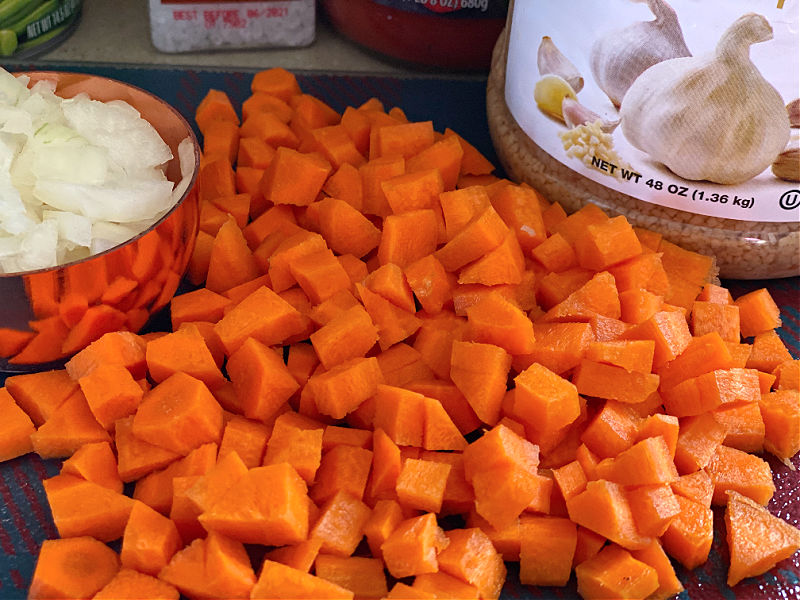 cut up carrots and onion