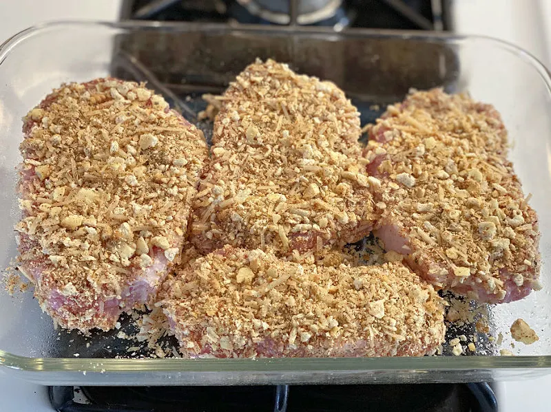 pork chops in baking dish