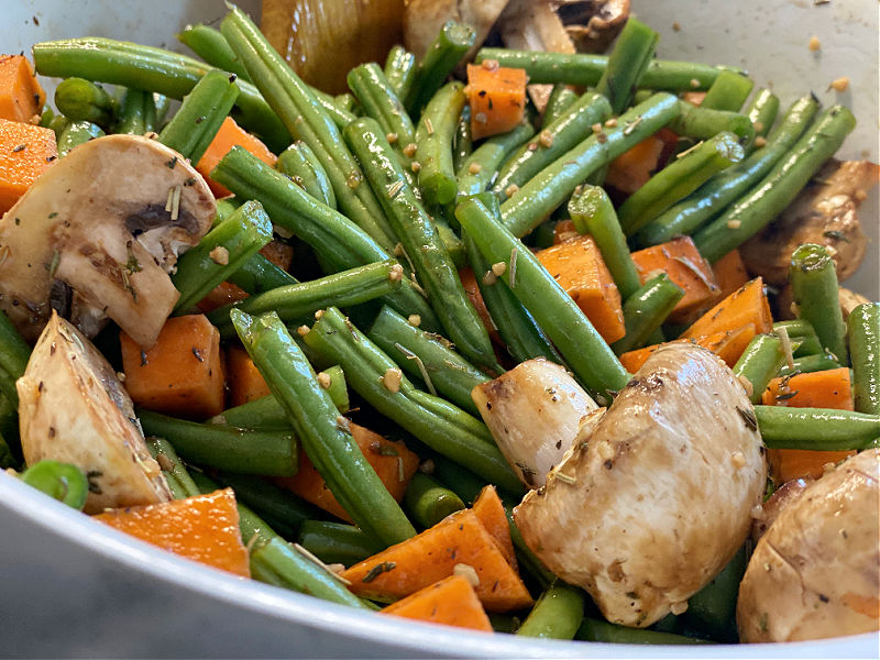 vegetables with oil vinegar and seasonings