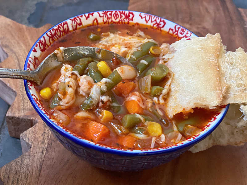 vegetable soup with arrabbiata sauce