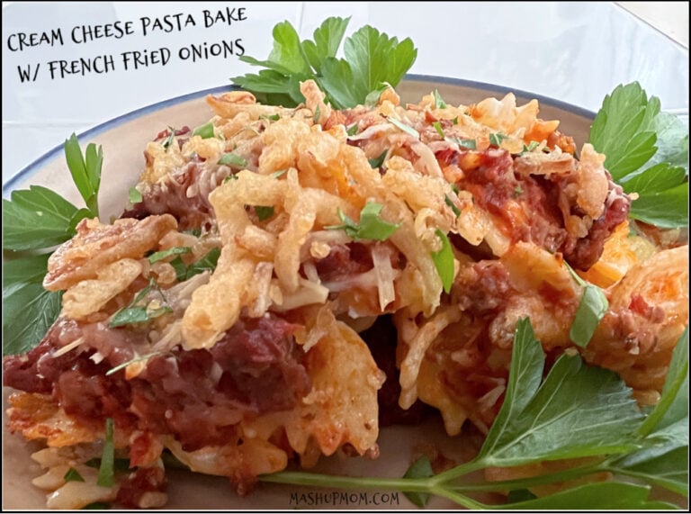 Cream Cheese Pasta Bake with French Fried Onions