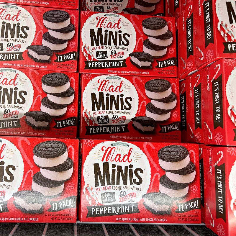 mad minis peppermint ice cream cookie sandwiches