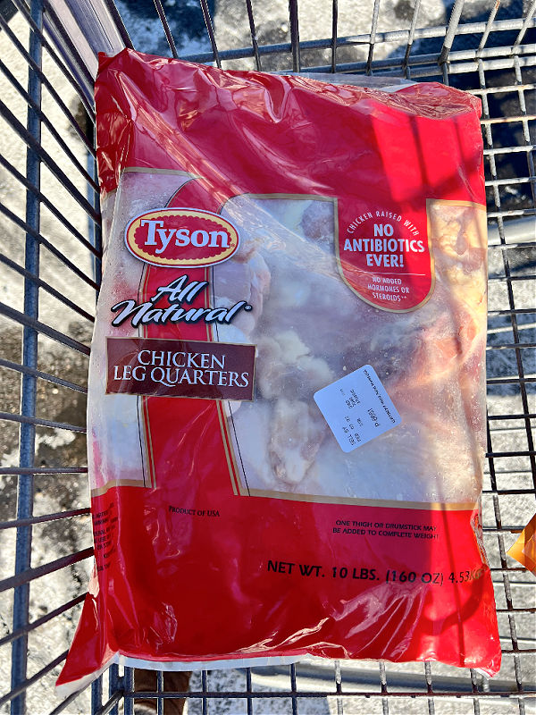 bag of chicken leg quarters