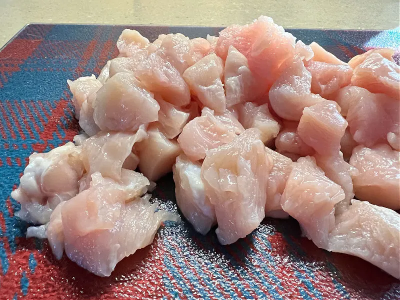chicken cut into bite sized cubes
