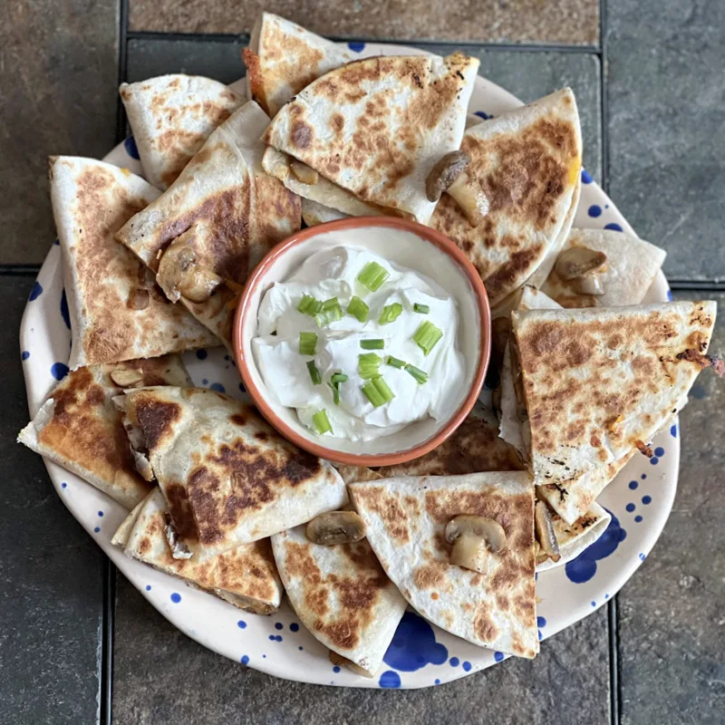 plate of cut up quesadillas