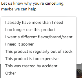 choose a cancellation reason