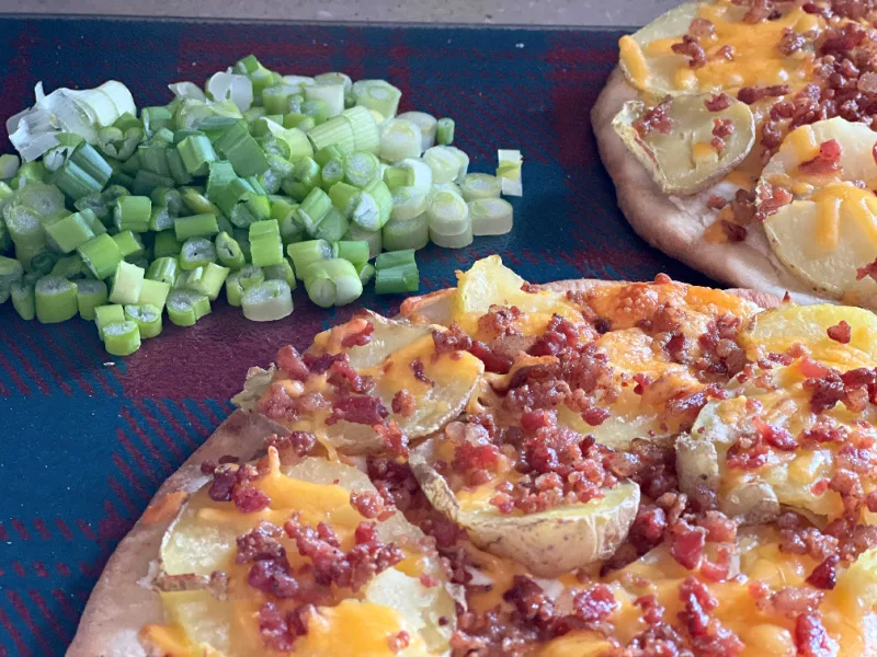 loaded potato naan pizza