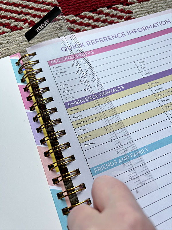 ruler bookmark in the planner